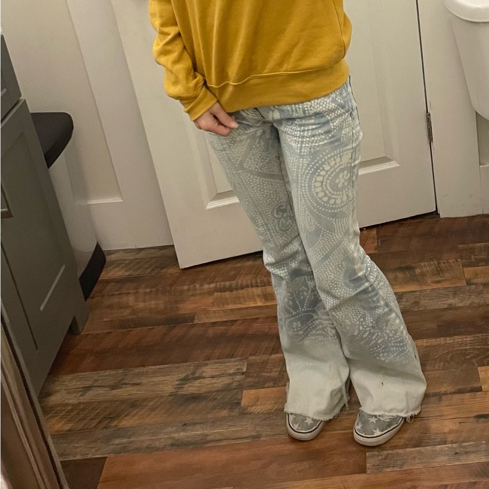Free People RARE Bali Jeans Bleached Flared Bell Bottoms Boho Hippy Pants 25 - Picture 5 of 13